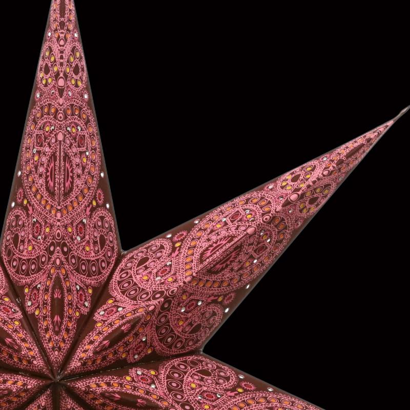 Dunhill Rot/Pink - Faltbarer Leuchtstern, Weihnachtsstern aus Papier mit 7 Zacken, 60 cm